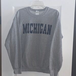 Gildan Gray Michigan Crewneck Sweater
